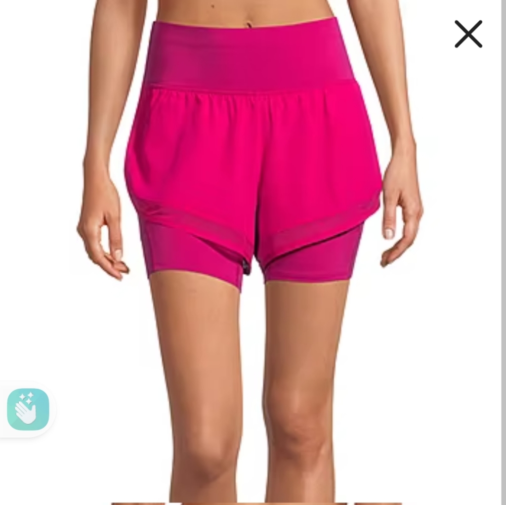 Pink mid rise running shorts